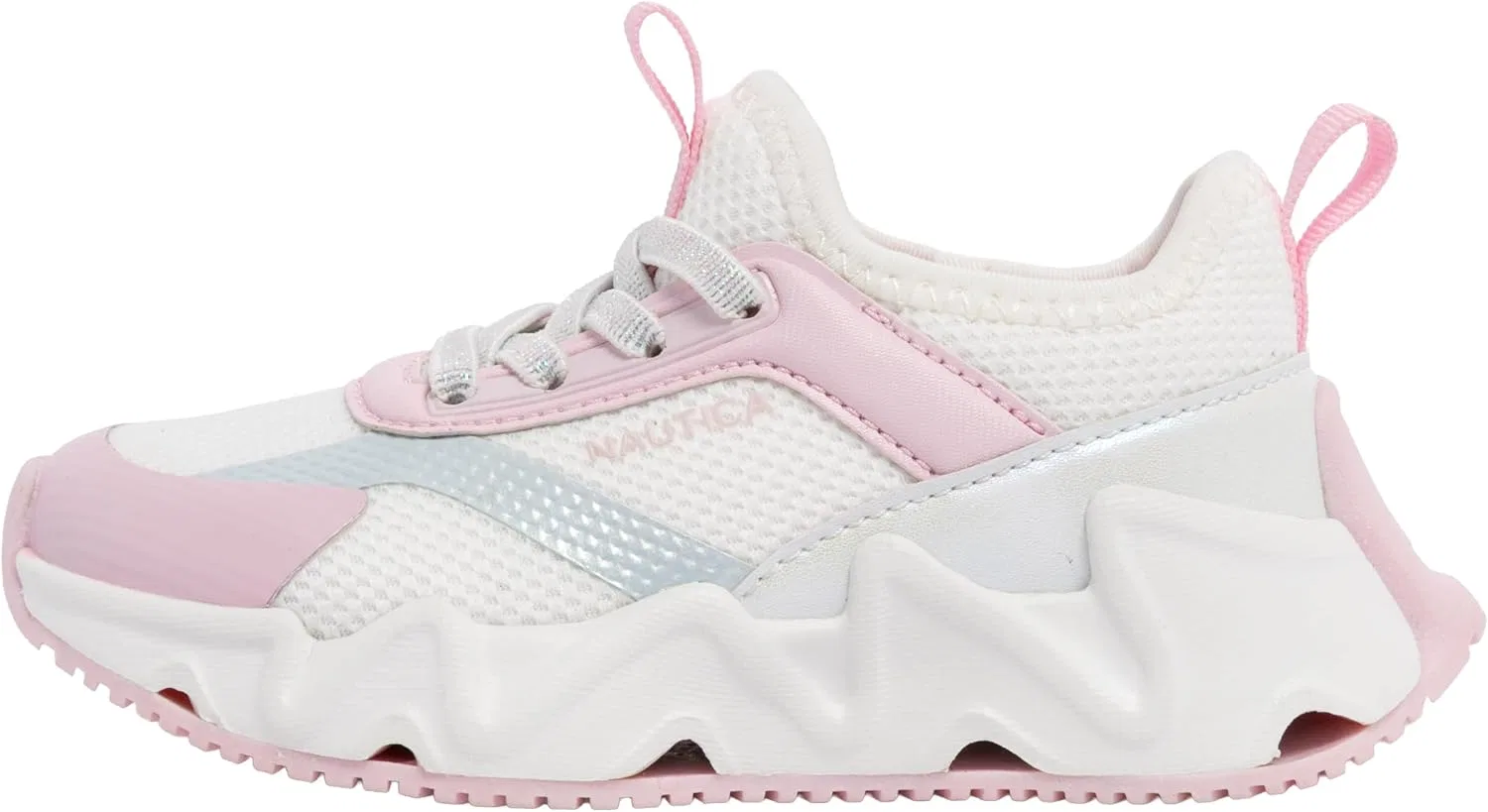 Детские кроссовки для девочек с шнуровкой Nautica, White Pink Iridescent-Maybella — фото 2
