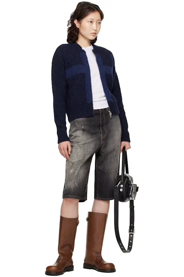 Черные свободные джинсовые шорты Acne Studios — фото 4