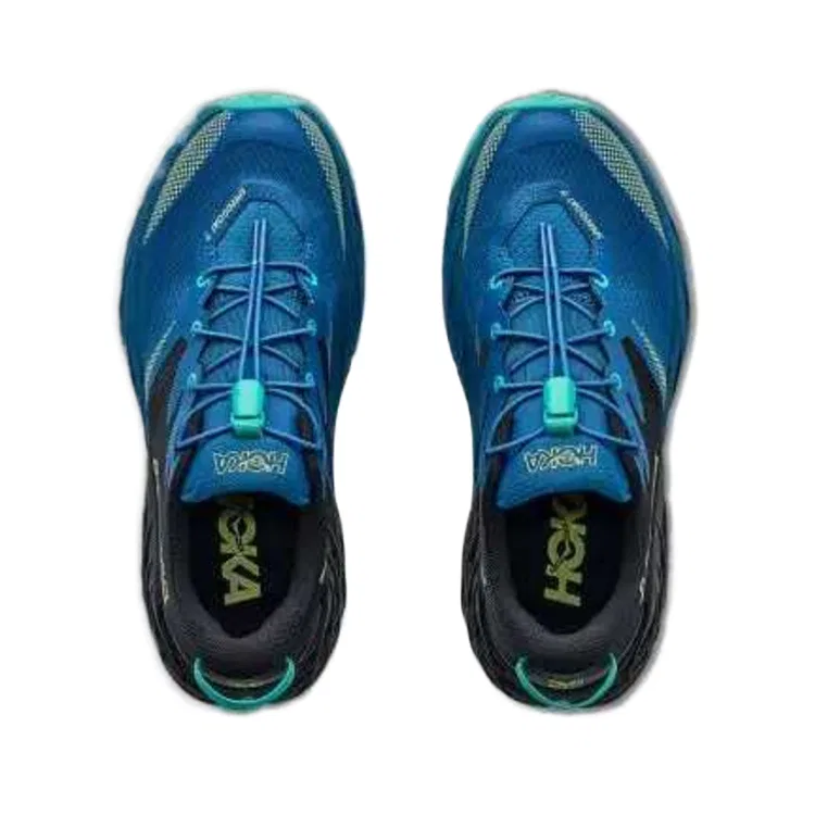 Детские кроссовки для бега с принтом HOKA ONE ONE, Black/Night Glow Blue — фото 4