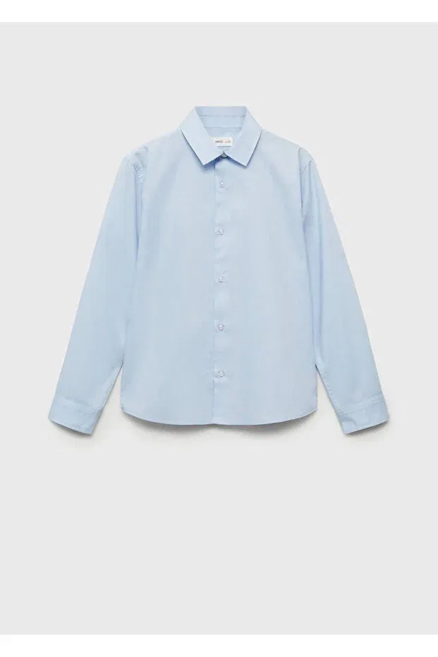 Детская рубашка для мальчиков хлопковая Mango Kids, Sky Blue