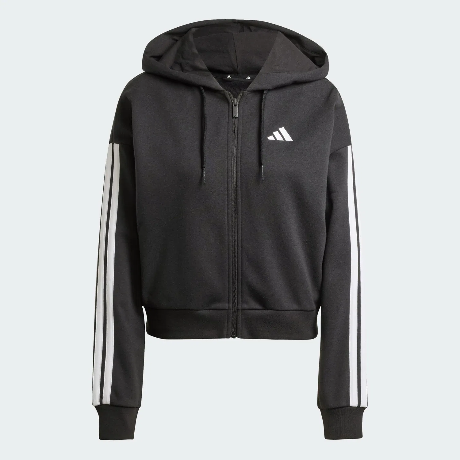 Мужское худи с длинным рукавом Essentials 3-Stripes French Terry Adidas, Цвет Schwarz Weiss — фото 2