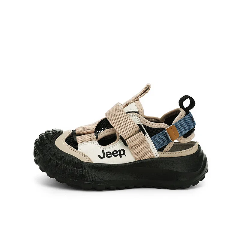 Детские сандалии из синтетической кожи с закрытым носком Jeep, Candy Pink/Ivory White — фото 3