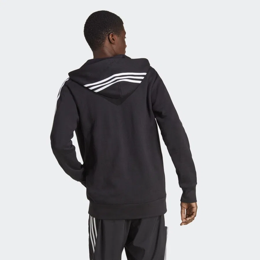 Худи спортивное с длинным рукавом adidas Sportswear Essentials French Terry 3-Stripes Full-Zip Hoodie, Черно-белый — фото 2