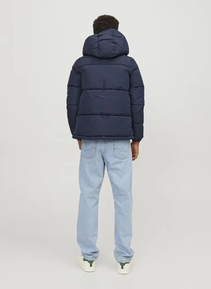 Куртка пуховик с капюшоном Jcospeed Jack & Jones Junior, темно-синий — фото 2