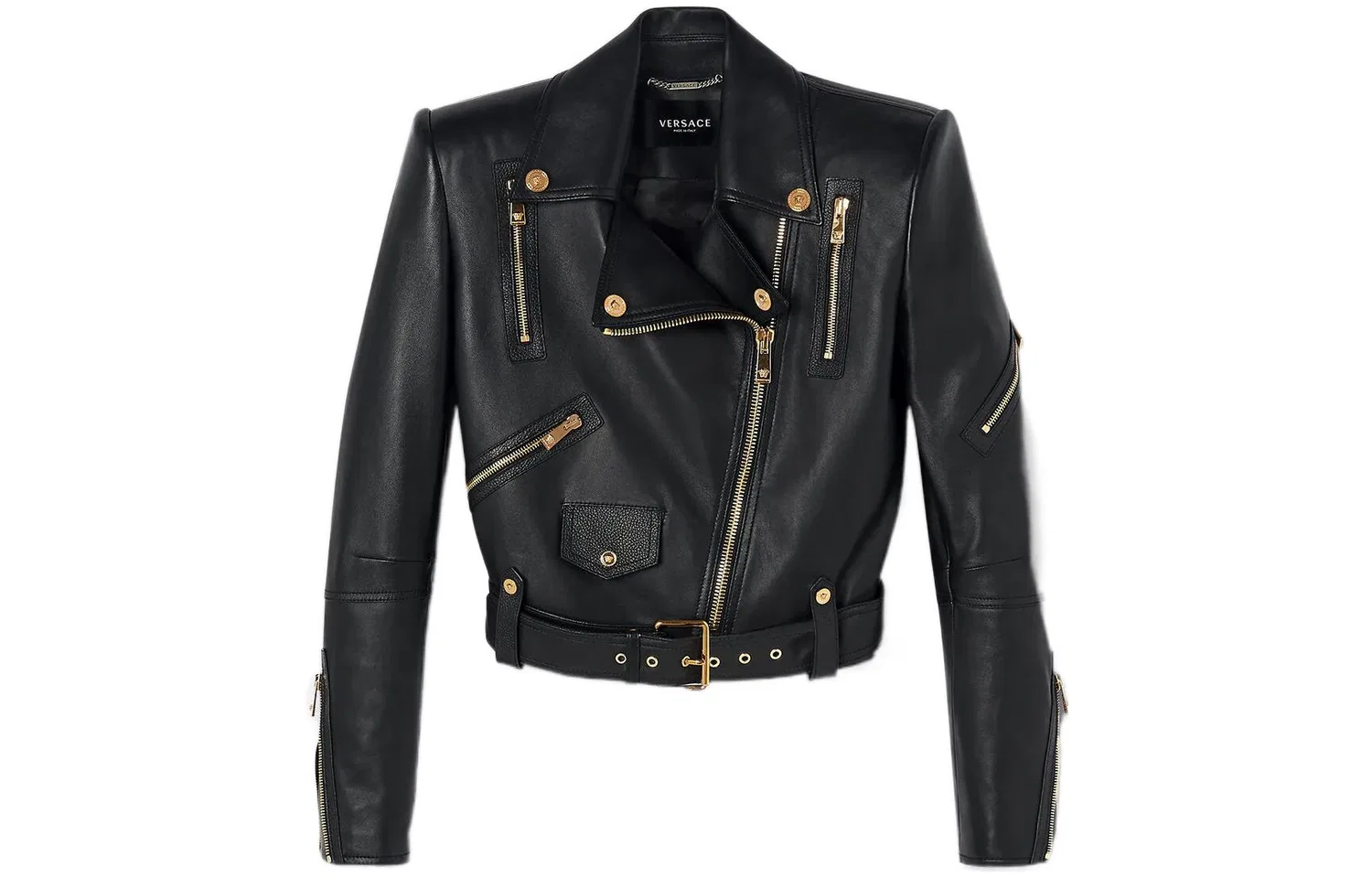 Кожаная куртка SS23, VERSACE, Black