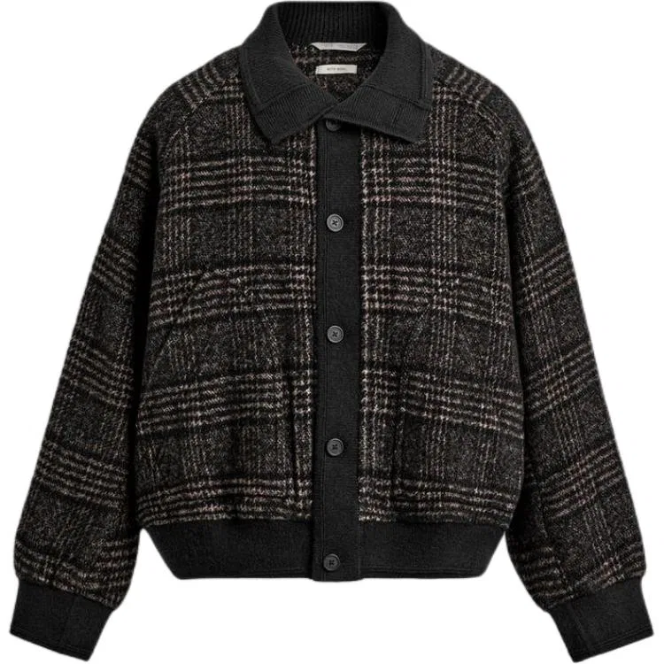 Мужское пальто с воротником-стойкой Black/Brown ZARA