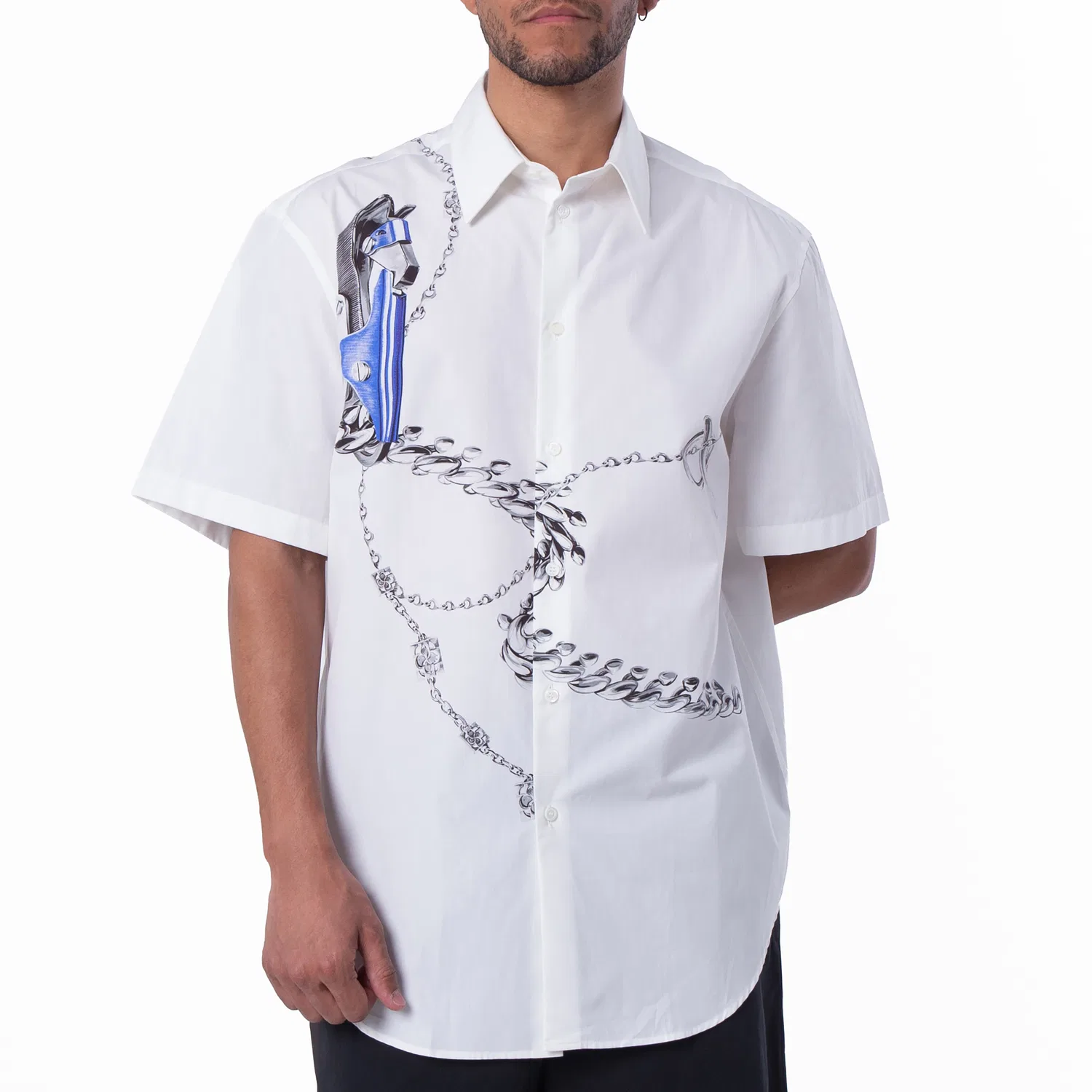 Рубашка с коротким рукавом Knight Hardware Cotton Shirt Burberry, Blue/White