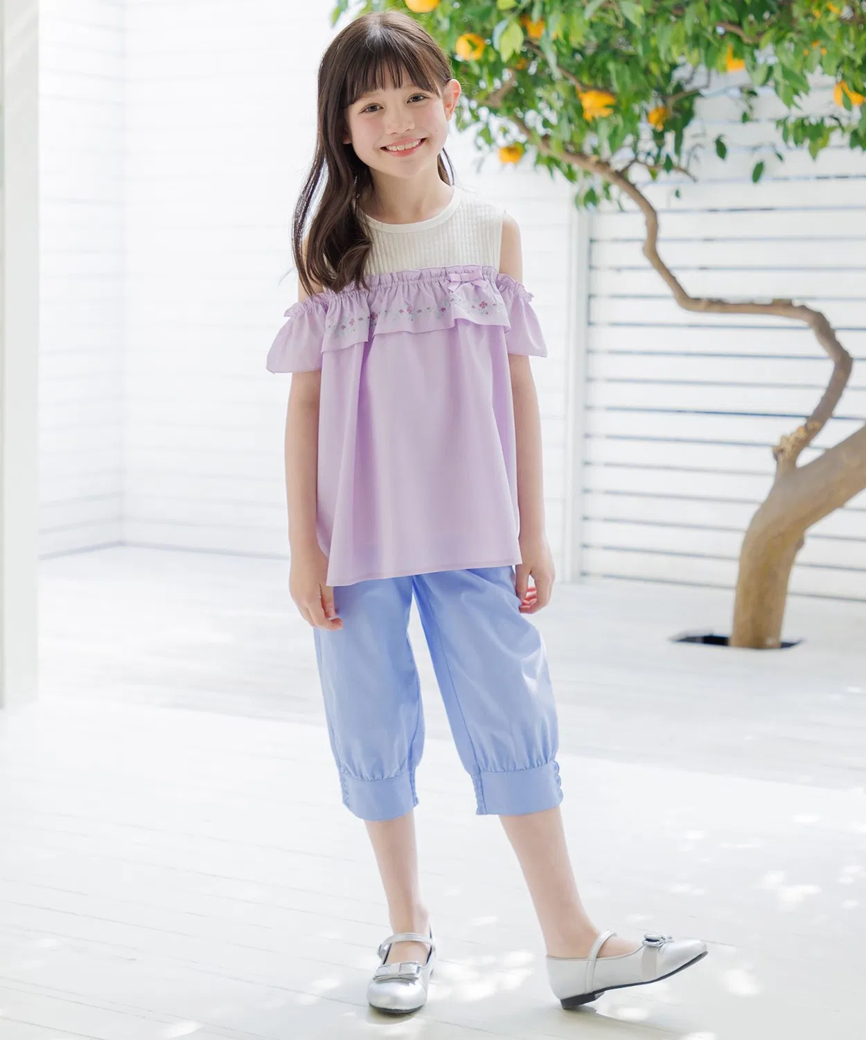 Детская туника без рукавов с вышивкой Kumikyoku KIDS, Lilac — фото 3