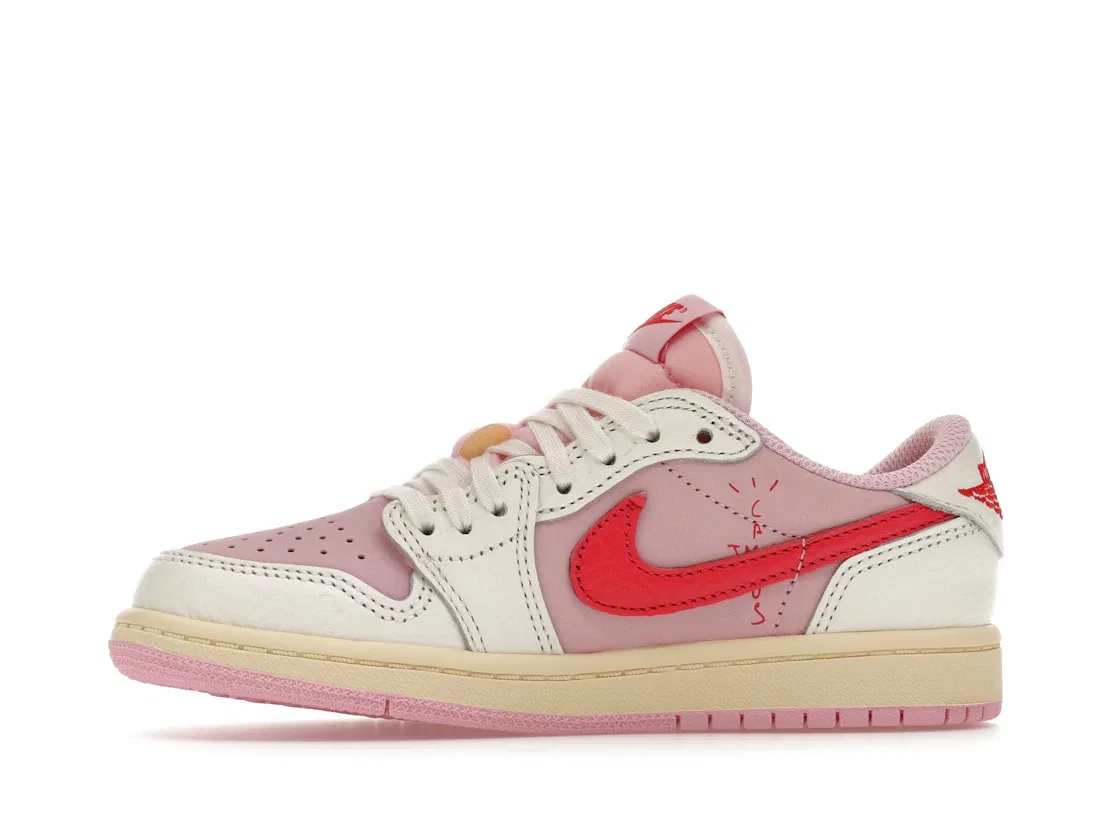 Детские кроссовки Lifestyle с реверсивным свушем Travis Scott Sail Tropical Pink Jordan 1 Retro Low OG SP Jordan, Sail/Tropical Pink/Shy Pink/Muslin — фото 3