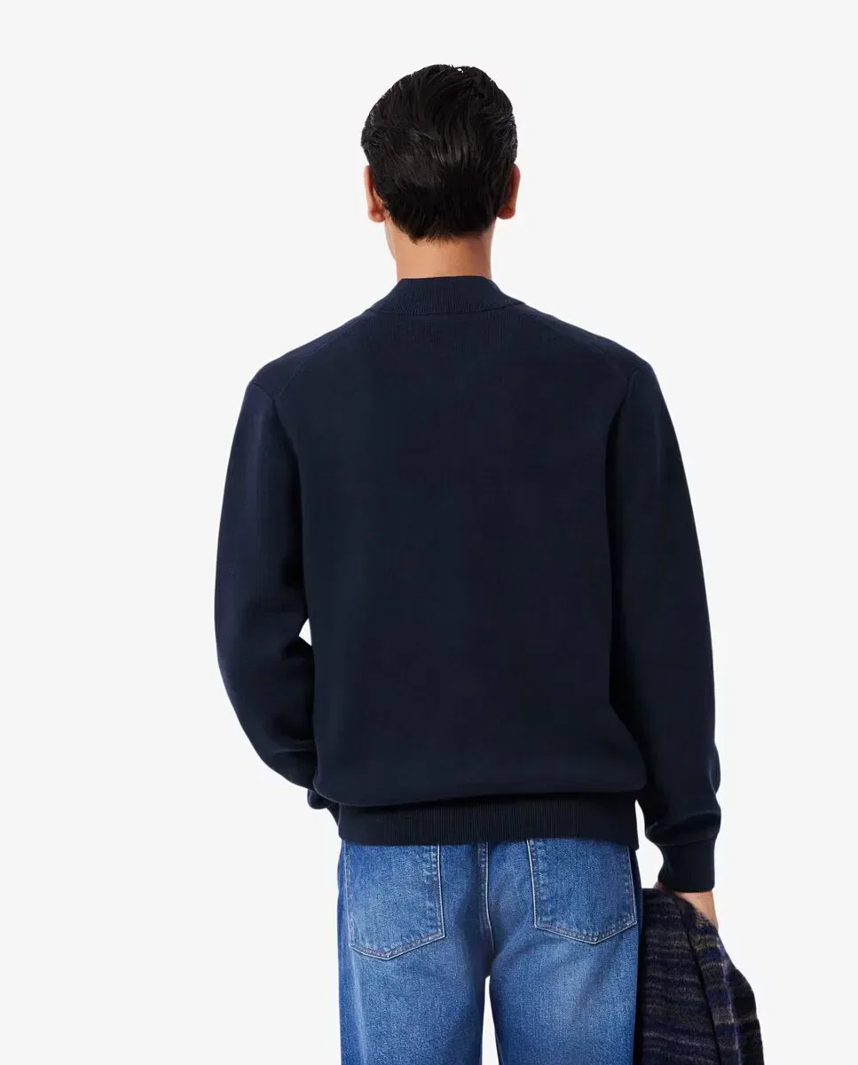 Мужская куртка-бомбер из хлопка и шерсти Lacoste, Azul Marino — фото 2