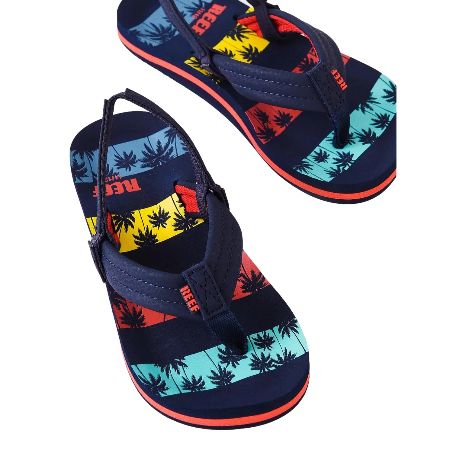 Детские шлепанцы Reef Little Ahi, темно-синий Palms Stripe, синий