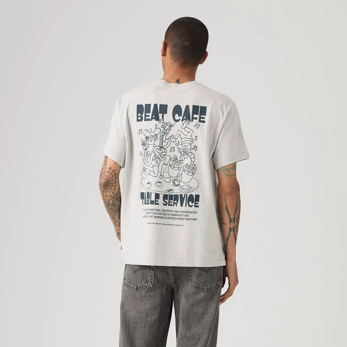 Свободная футболка с графическим принтом Levi's, Beat Cafe Light Heather Grey - Grey — фото 4