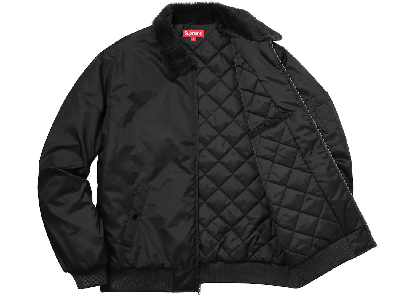 Мужской бомбер с меховым воротником Independent Fur Collar Supreme, черный — фото 2