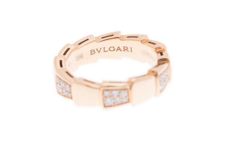 BVLGARI Серпенти Вайпер кольцо из розового золота 18 карат с бриллиантами унисекс — фото 3