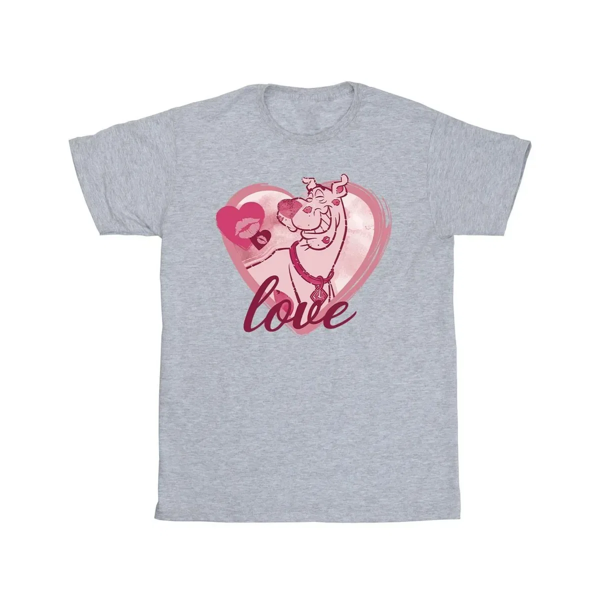 Футболка с принтом Love Kisses Scooby Doo, Grey