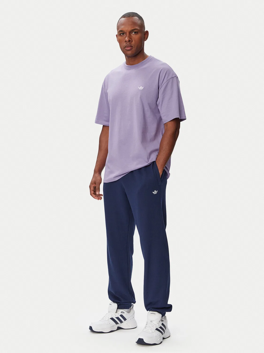 Мужские спортивные штаны стандартного кроя Trefoil Essentials French Terry Adidas, темно-синий — фото 2