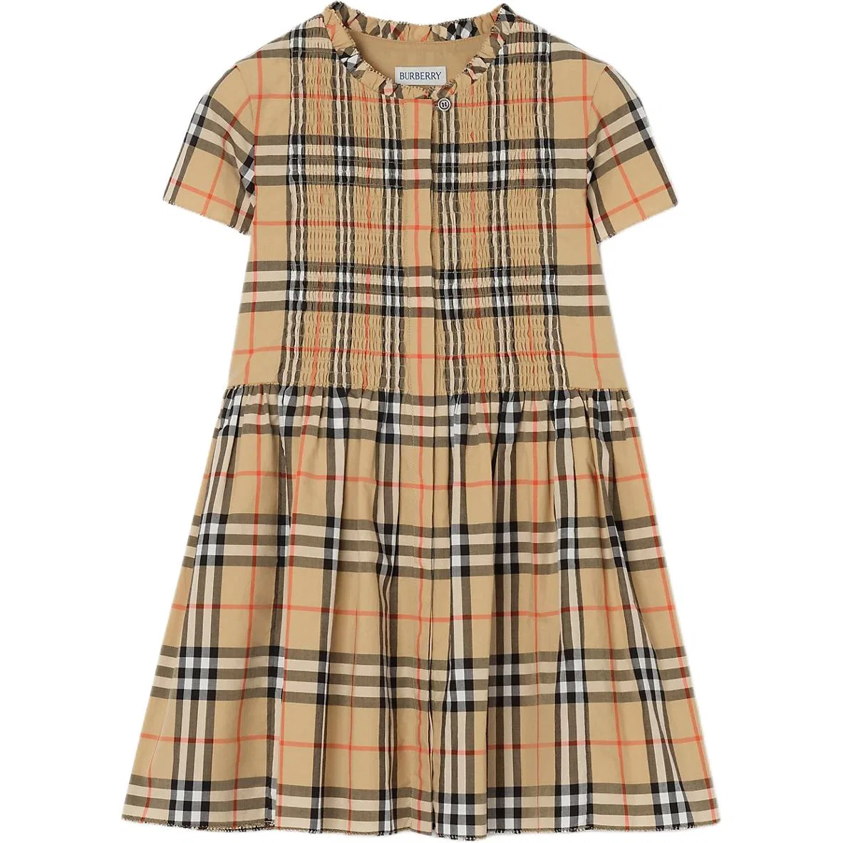 Детское платье с круглым вырезом Burberry, Sandy Beige