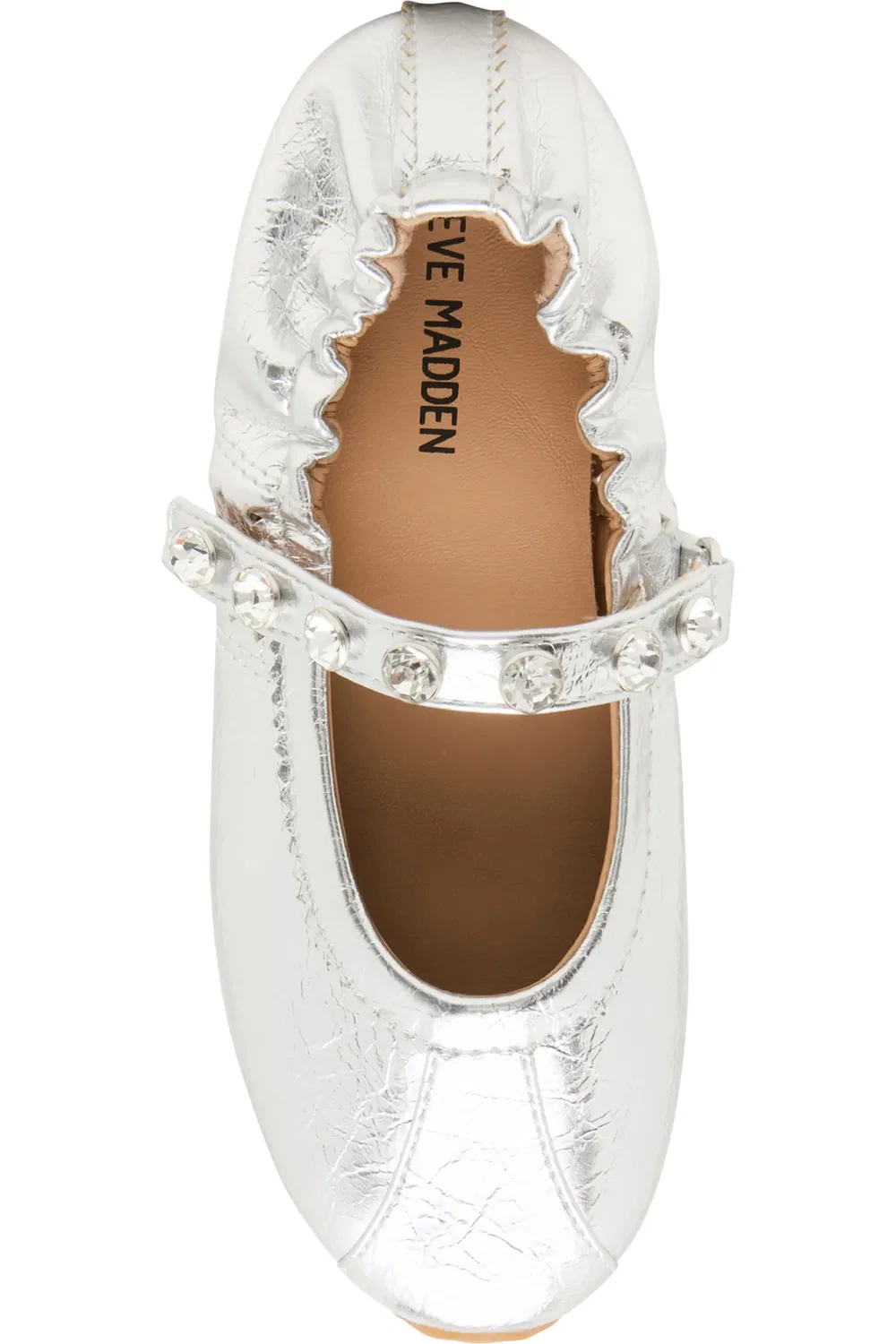 Детские балетки на плоской подошве с шипами JAnaya Steve Madden, Silver — фото 4