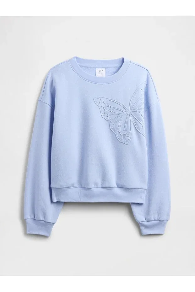 Детские свитшот для девочек оверсайз Baby Blue Oversized Crew Neck Sweatshirt Gap, Baby Blue 001