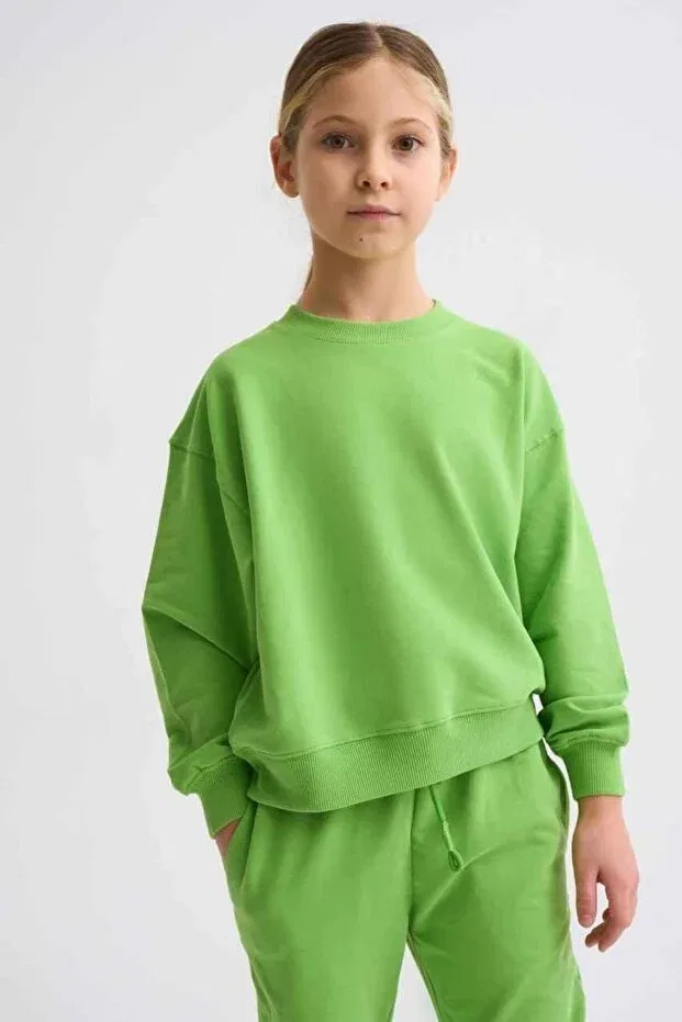 Детские свитшот для девочек с длинным рукавом Therecolor, Green — фото 2