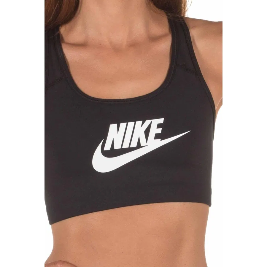 Спортивный бюстгальтер с поддержкой Nike Classic Swoosh Futura, Черный — фото 4