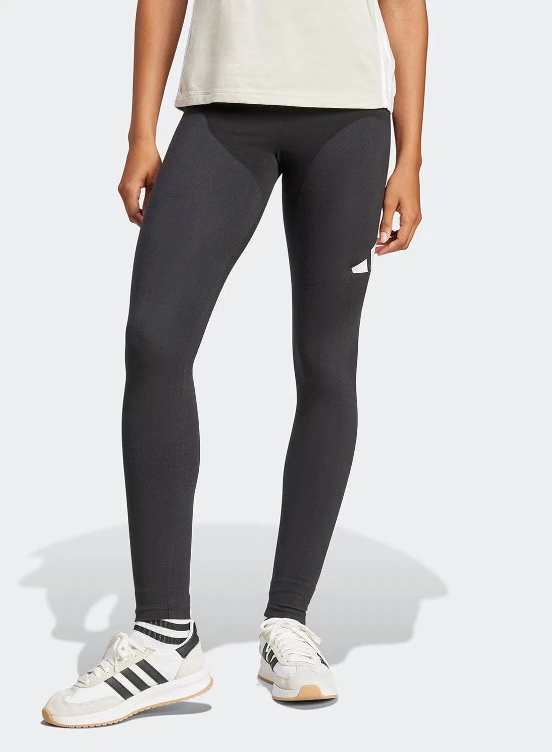 Леггинсы хлопковые с высокой посадкой Essentials big logo Adidas, черный