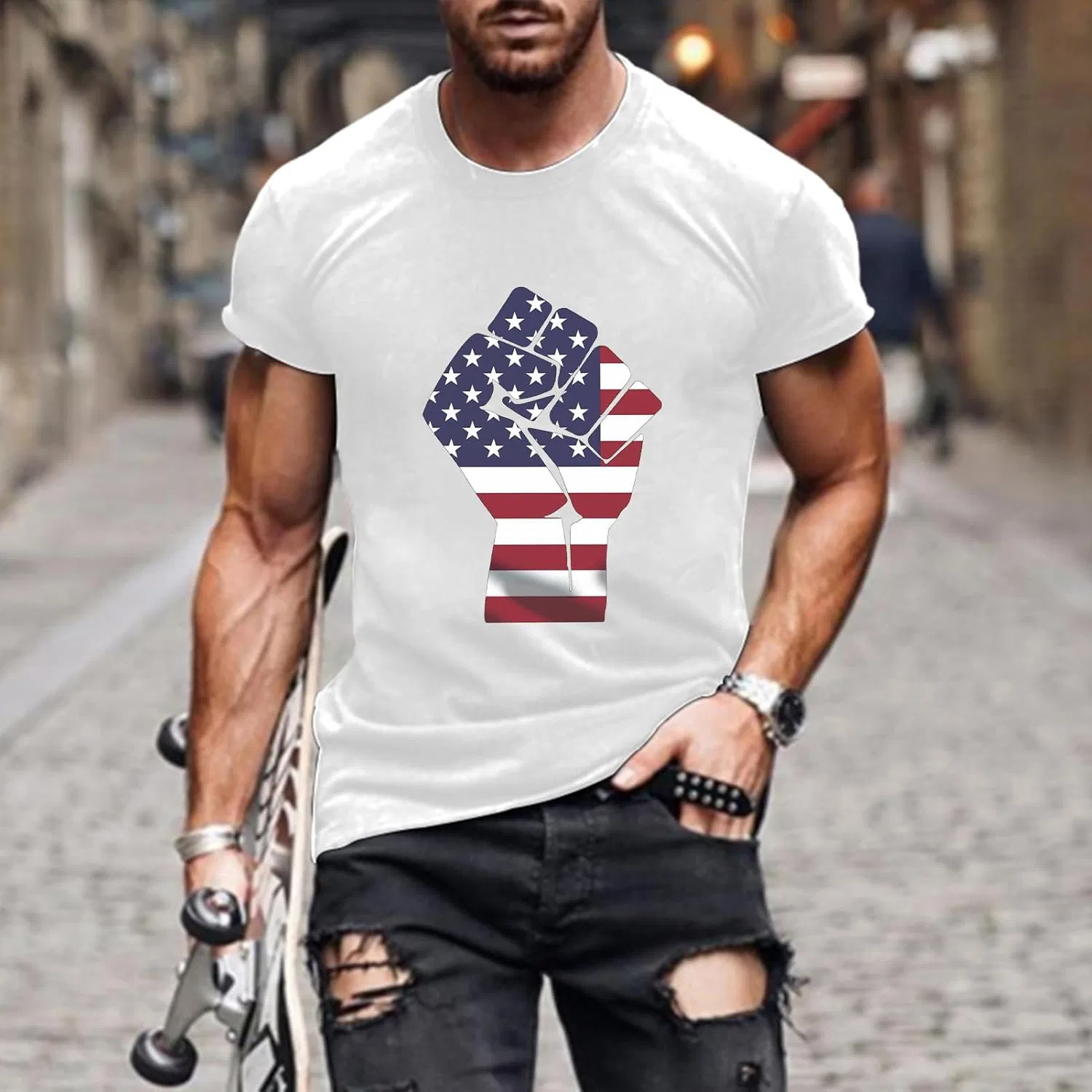 Мужская футболка с принтом Patriotic Tee, A — фото 2