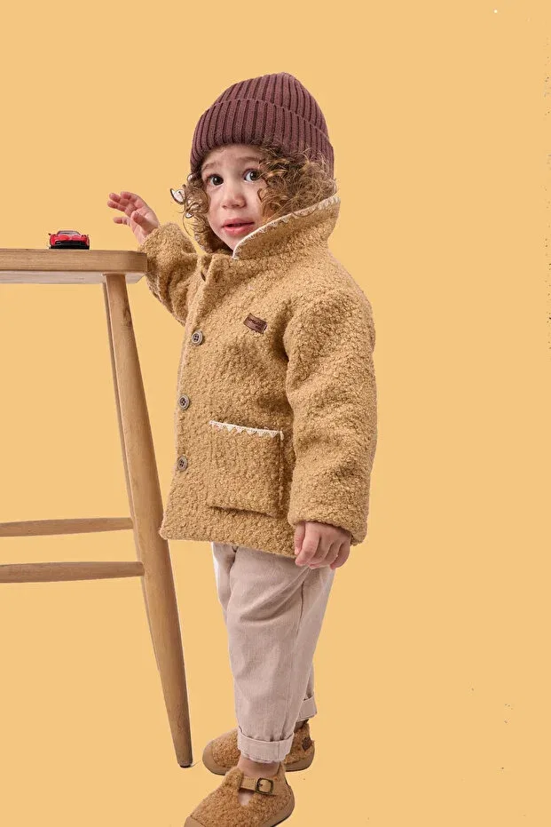 Детское пальто для девочек из плюша Mumenim, Tan Color — фото 2
