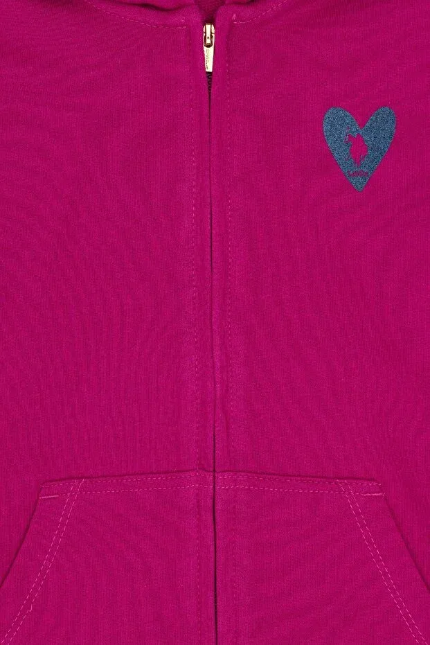 Детские свитшот для девочек на молнии fuchsia U.S. Polo Assn., Fuchsia — фото 3