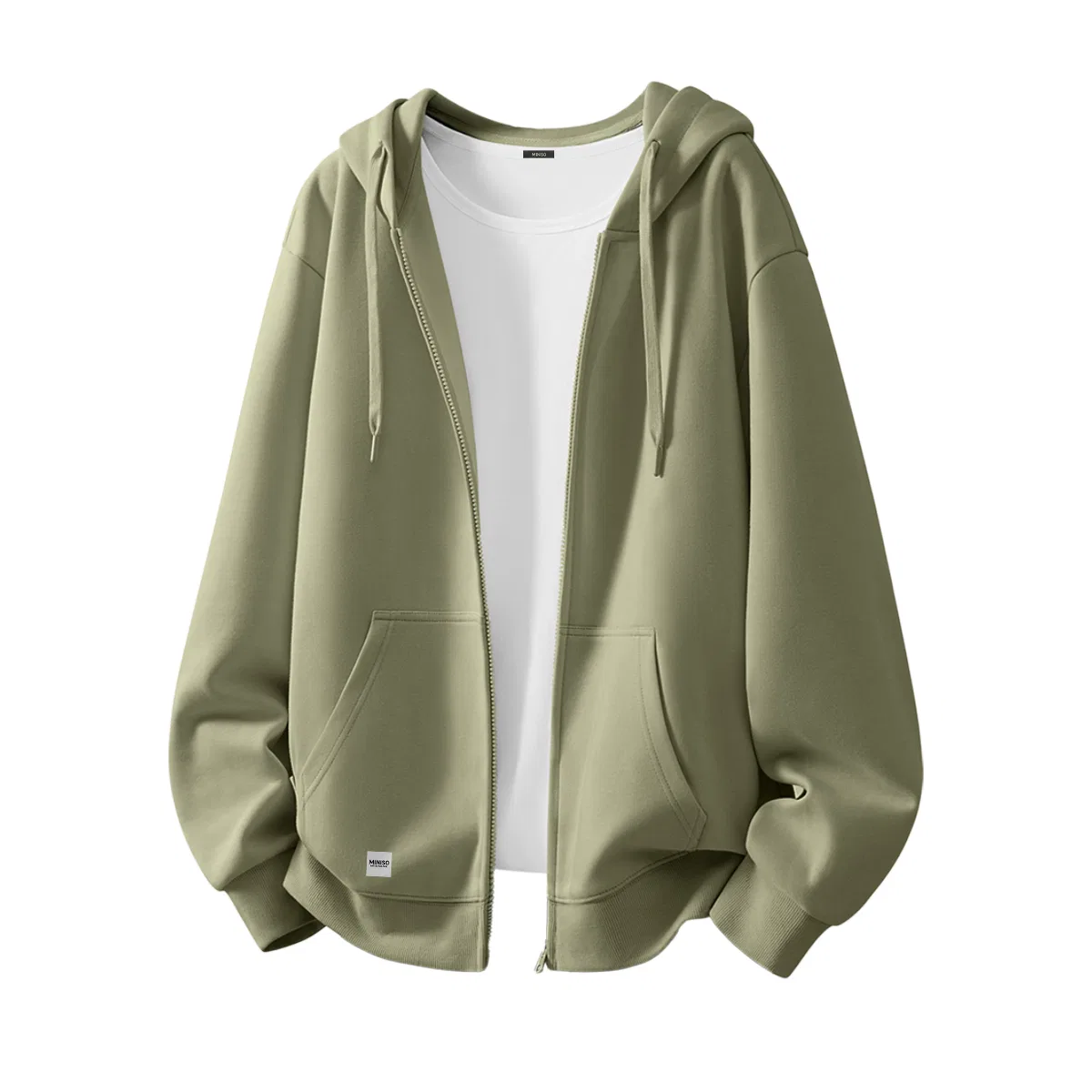 Детский худи с капюшоном MINISO, Gray Pea Green (M45 Ink Gray Smiley Face Right Bottom B Logo)