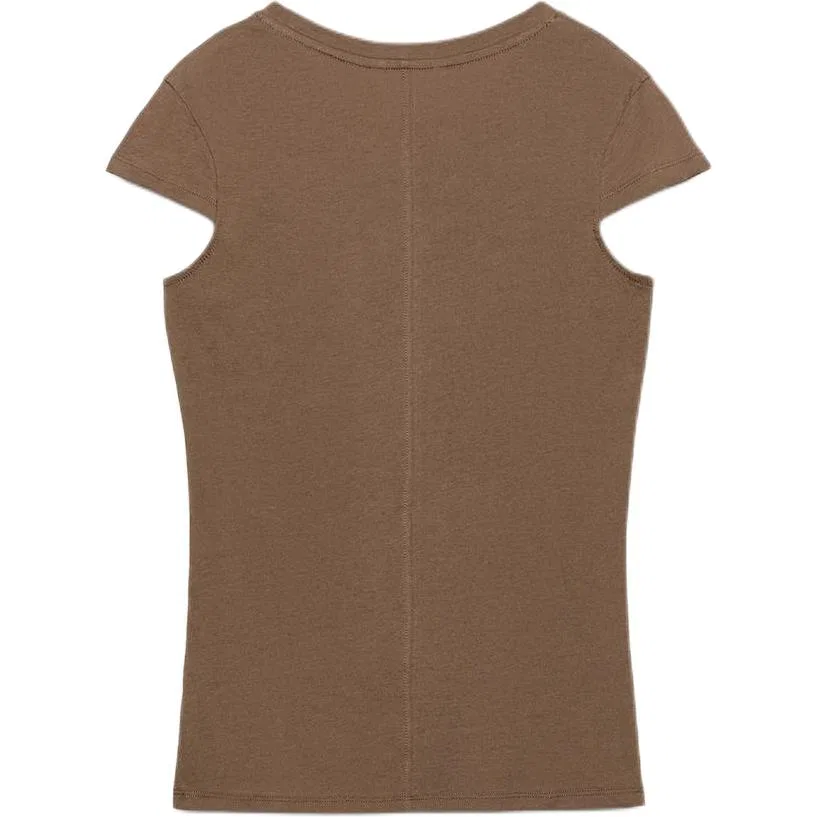 Женская футболка с круглым вырезом Light Brown ZARA — фото 3