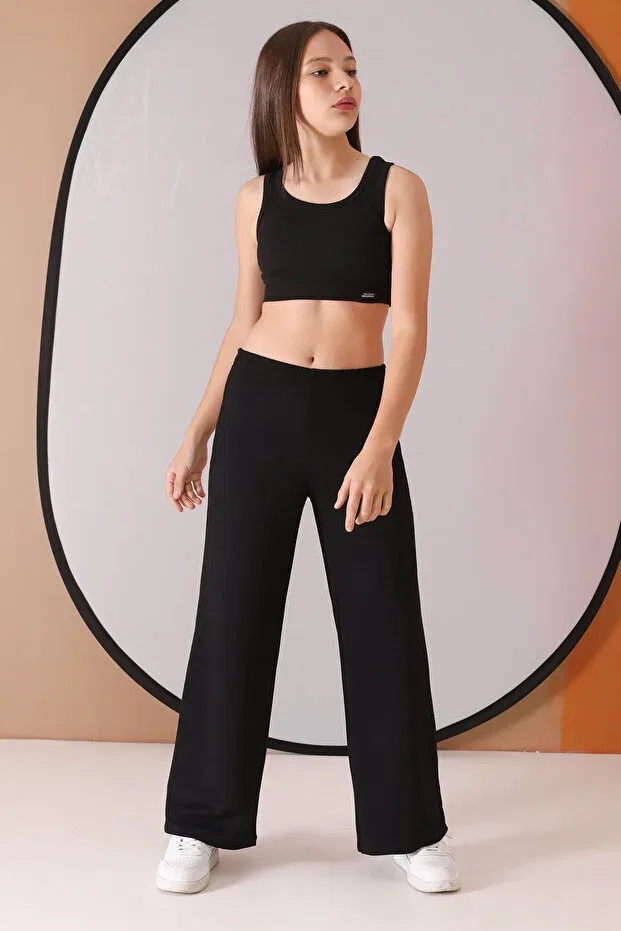 Детские брюки для девочек прямого кроя Cansın Mini, Black