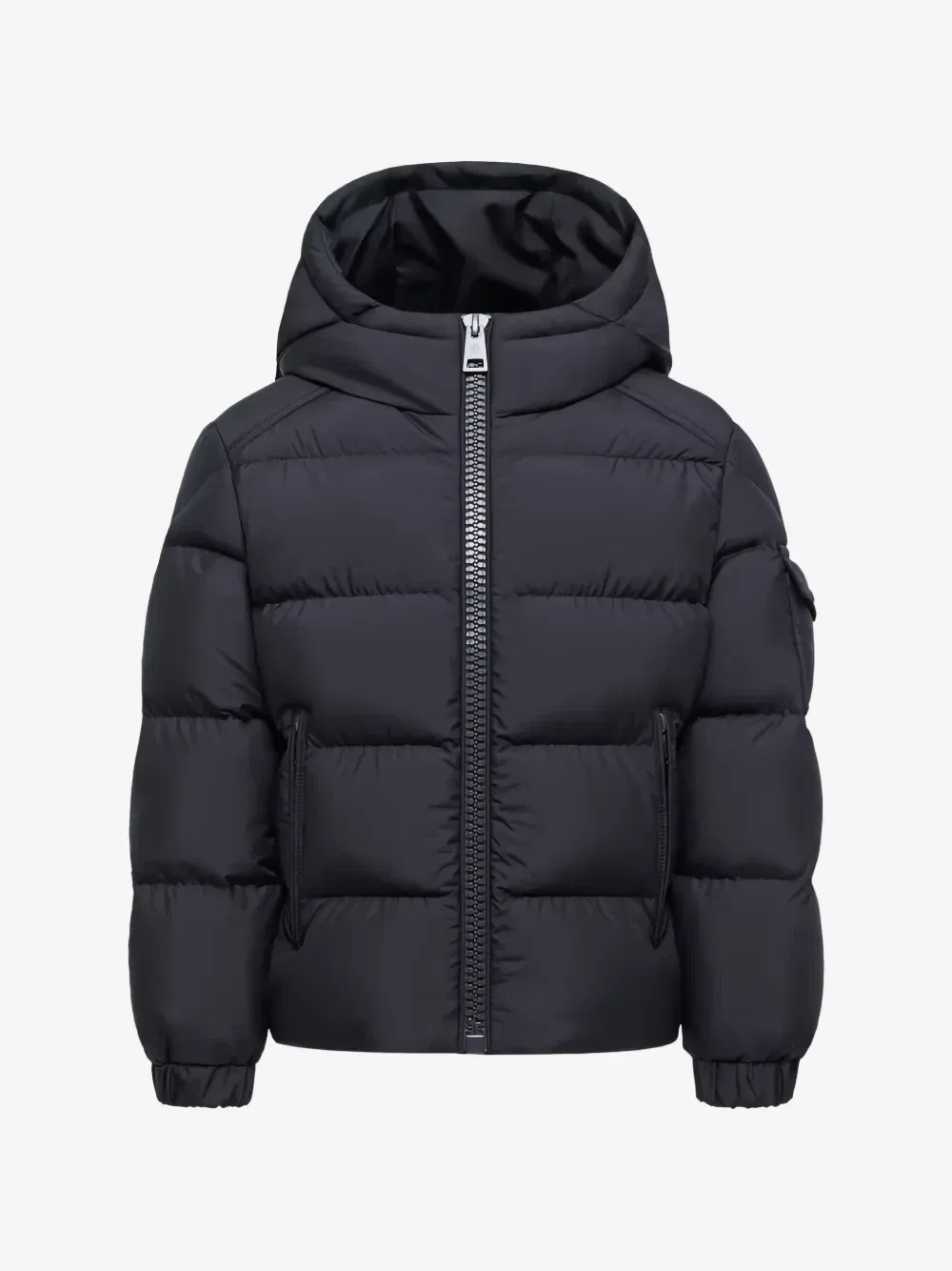 Стеганое пальто с капюшоном Moncler Enfant, черный