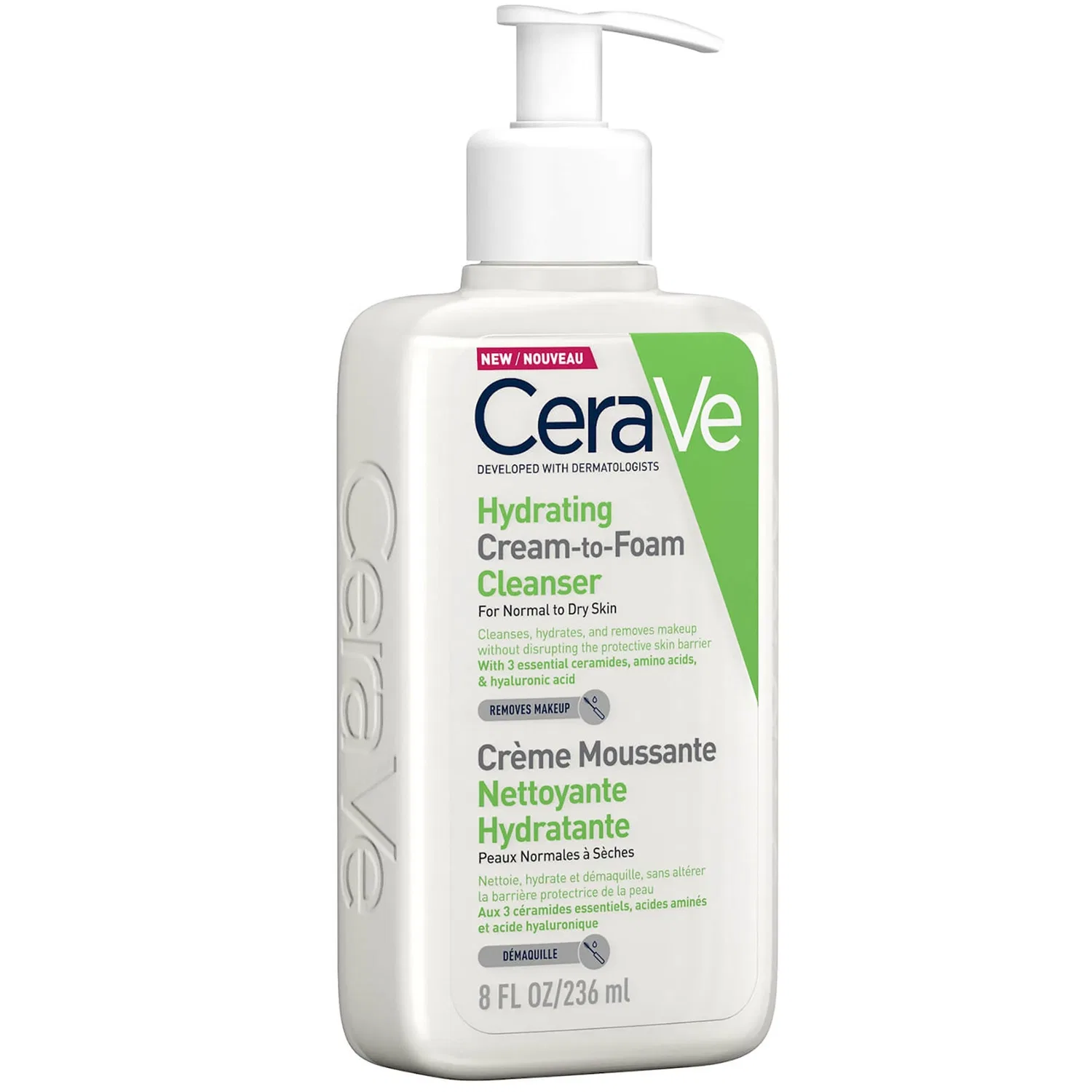 Очищающая пенка CeraVe Hydrating Cream-to-Foam Cleanser, 236 мл — фото 4