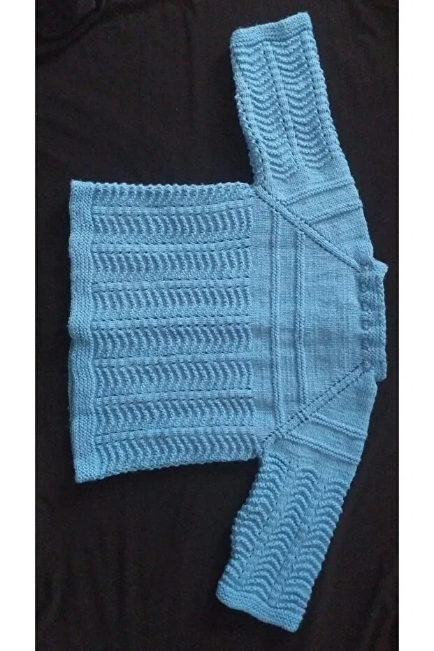 Детский кардиган для новорожденных вязаный Handmade blue baby cardigan Minevoo, Blue — фото 2