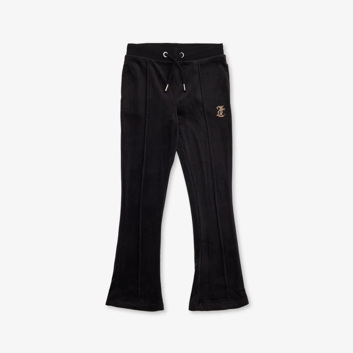 Спортивные брюки-клеш из велюра с логотипом diamante, размер 7-13 лет Juicy Couture, черный