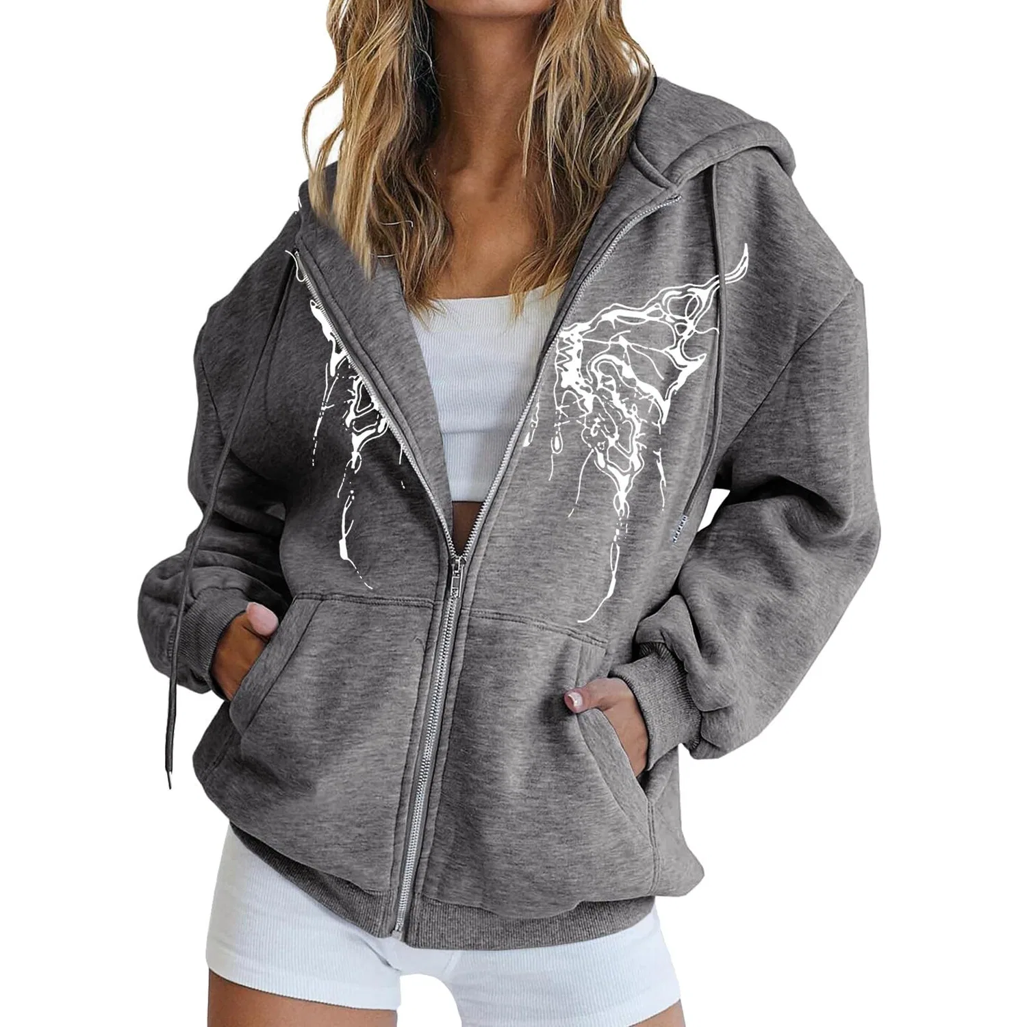 Женская куртка с капюшоном Black Chef Zipper, Grigio scuro