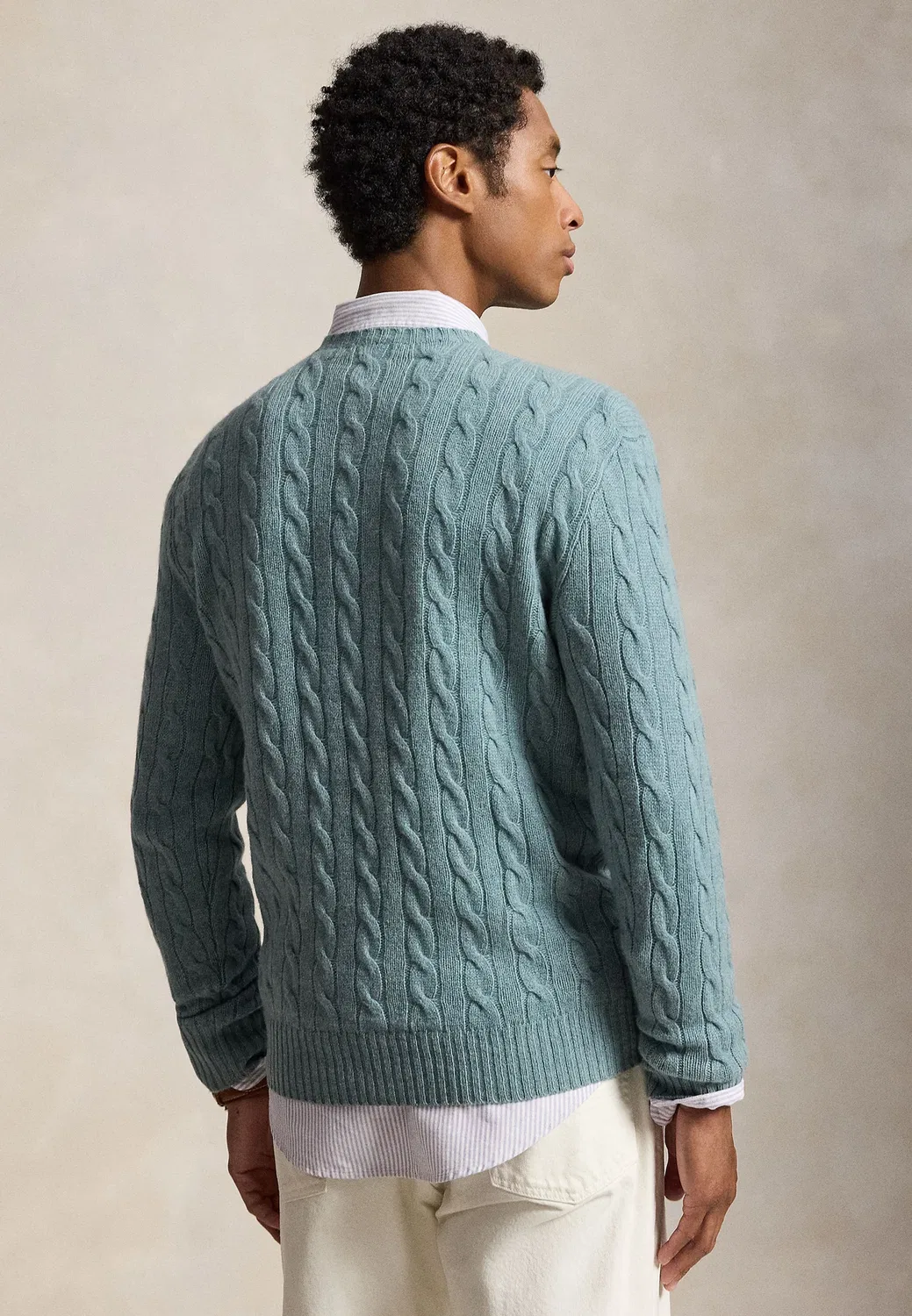 Свитер-Джемпер крупной вязки из шерсти и кашемира Polo Ralph Lauren, Turquoise Jay Heather — фото 3