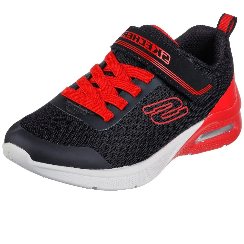 Детские кроссовки для мальчиков с принтом Microspec Max - Gorvix Skechers, Black Textile Red Trim