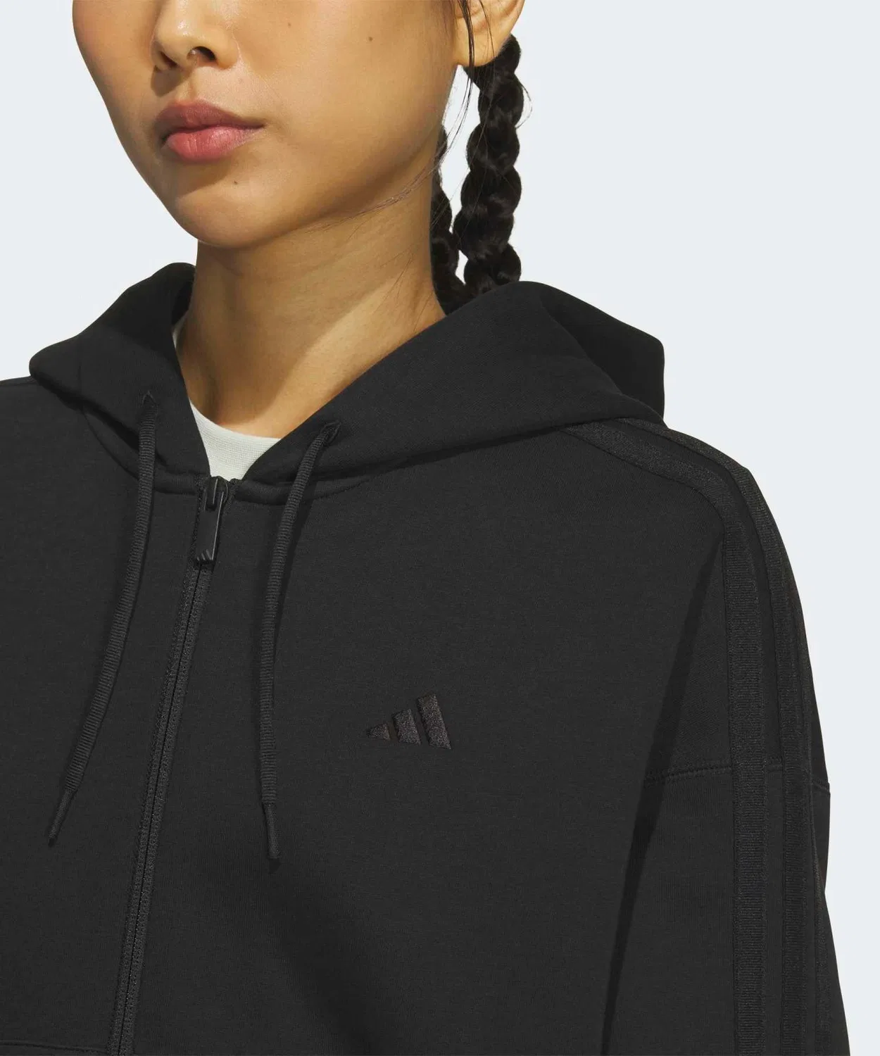 Женский худи с принтом, полная застежка-молния Adidas, Black — фото 3