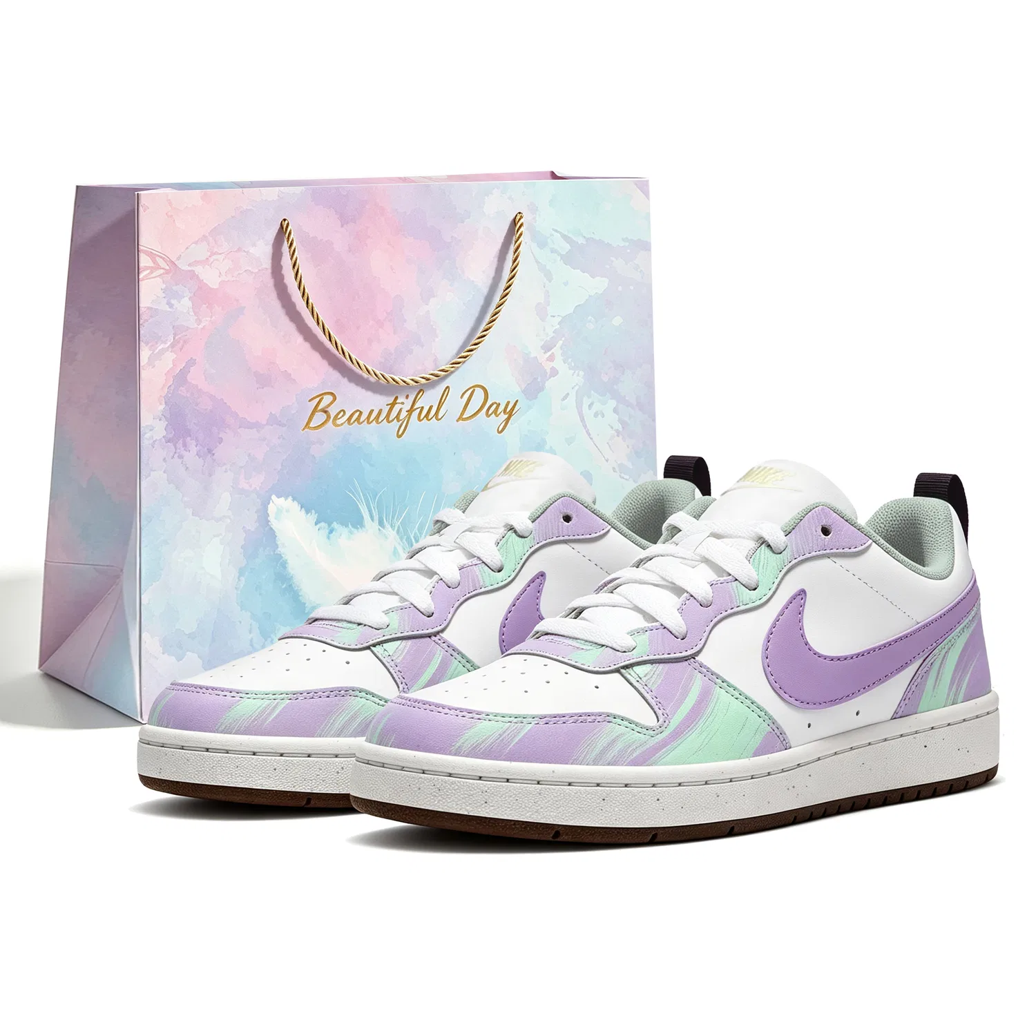 Детские кроссовки для скейтбординга с принтом Nike Court Borough, Purple Limited Shopping Bag