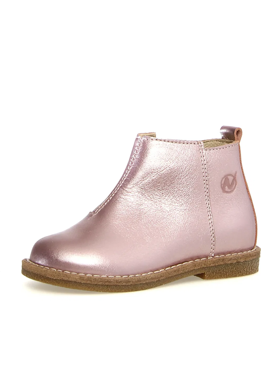 Детские ботинки на металлической коже Dasie Bootie Naturino, розовый