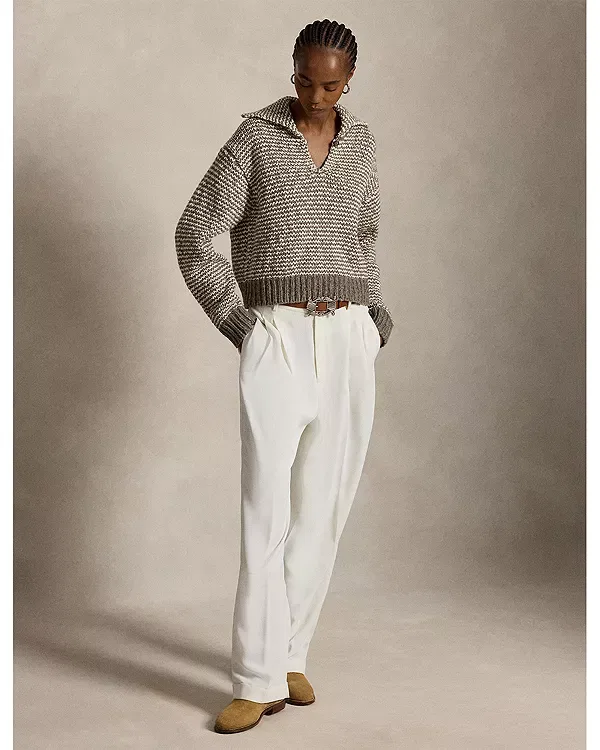 Женский свитер с воротником-хомутом и длинным рукавом Ralph Lauren, Stone Grey/Cream Stripe — фото 2