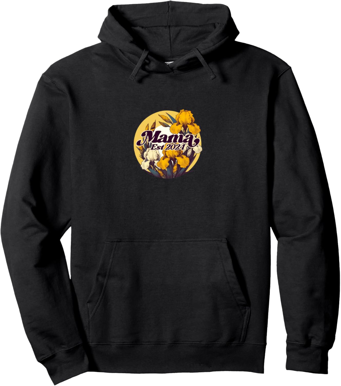 

Худи Retro Mama Est 2024 Mommy to be 2024 Yellow Iris Mama 2024 Established Mother'S Day, черный