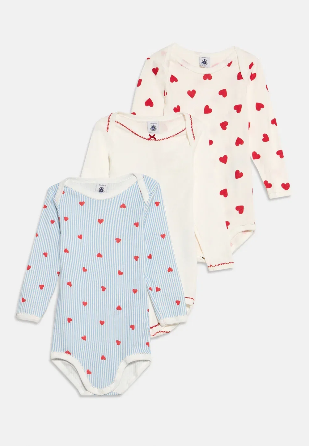 Bebe debout cote 3 pack - body Petit Bateau, White/Red — фото 3