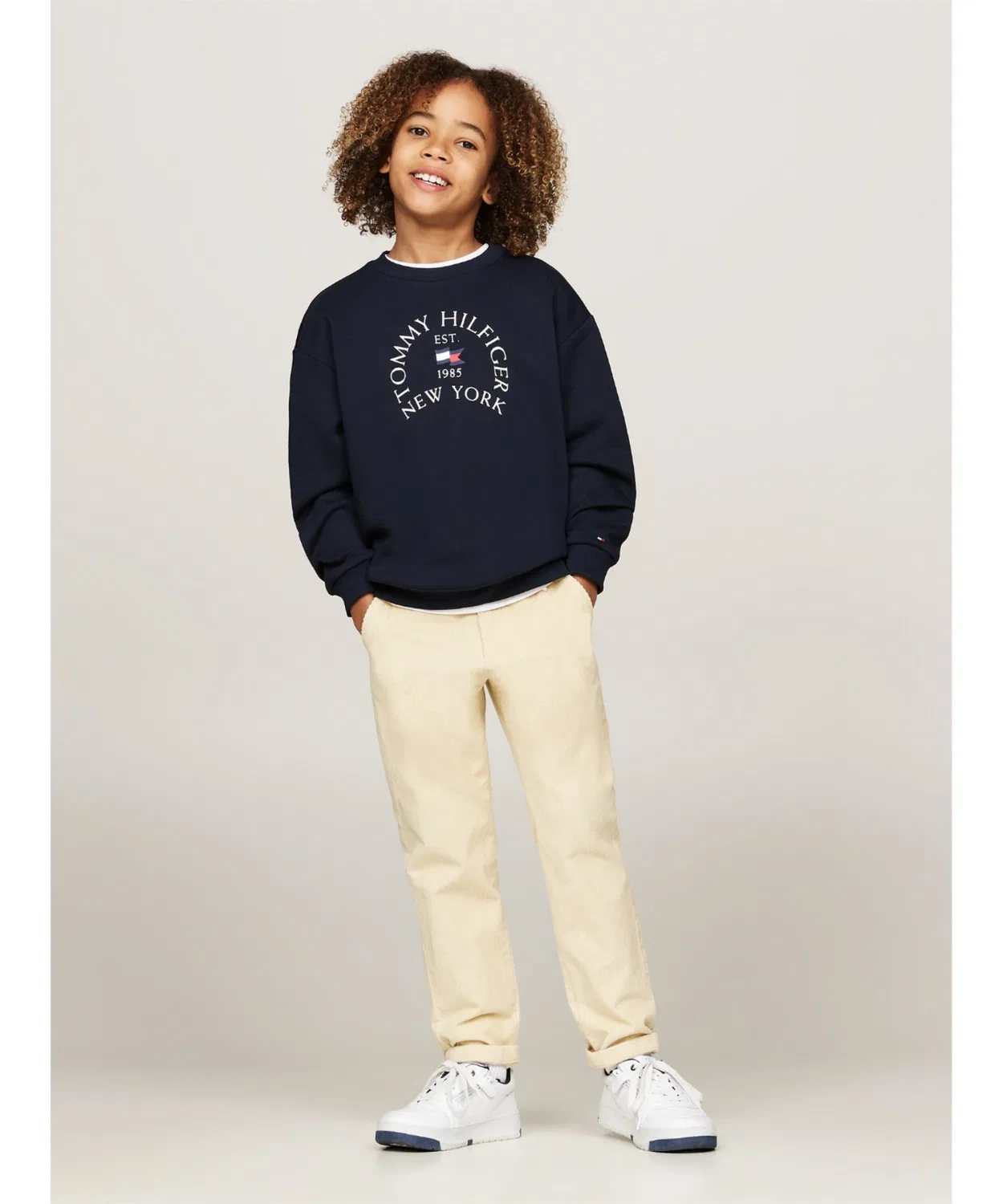 Детские брюки из вельвета с прямым кроем TOMMY HILFIGER, Beige — фото 4