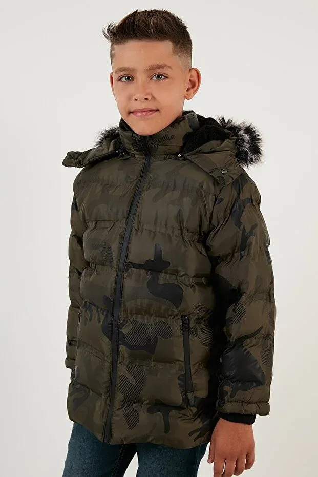 Детское зимнее пальто-пуховик для девочек Camouflage Lifeformoda, Dark Green — фото 3