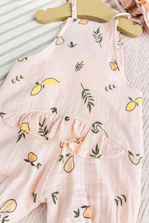 Детский комбинезон для девочек хлопковый Muslin 100% cotton summer baby girl jumpsuit Babymod, Pink — фото 3