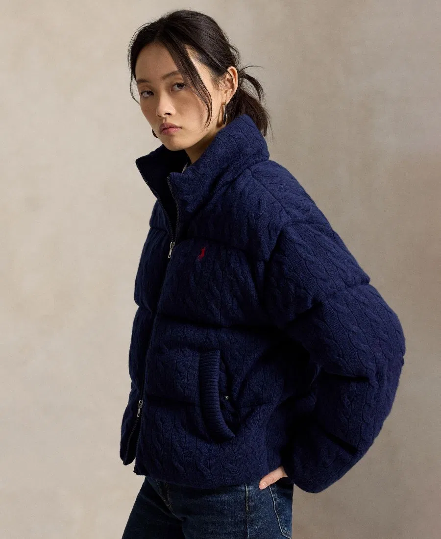 Куртка-пуховик с воротником-стойкой, модель Mock-Neck Puffer Jacket Polo Ralph Lauren, Spring Navy Heather — фото 3