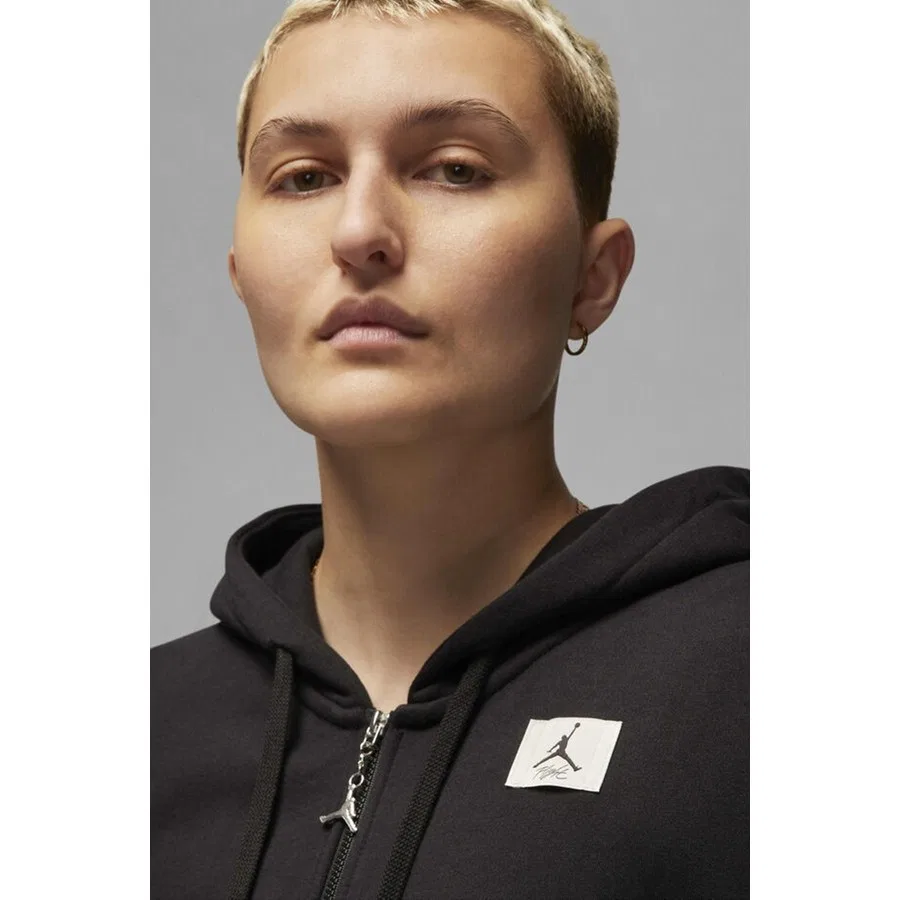 Женский худи oversize с капюшоном Jordan Flight Full Zip Nike, Черный — фото 3